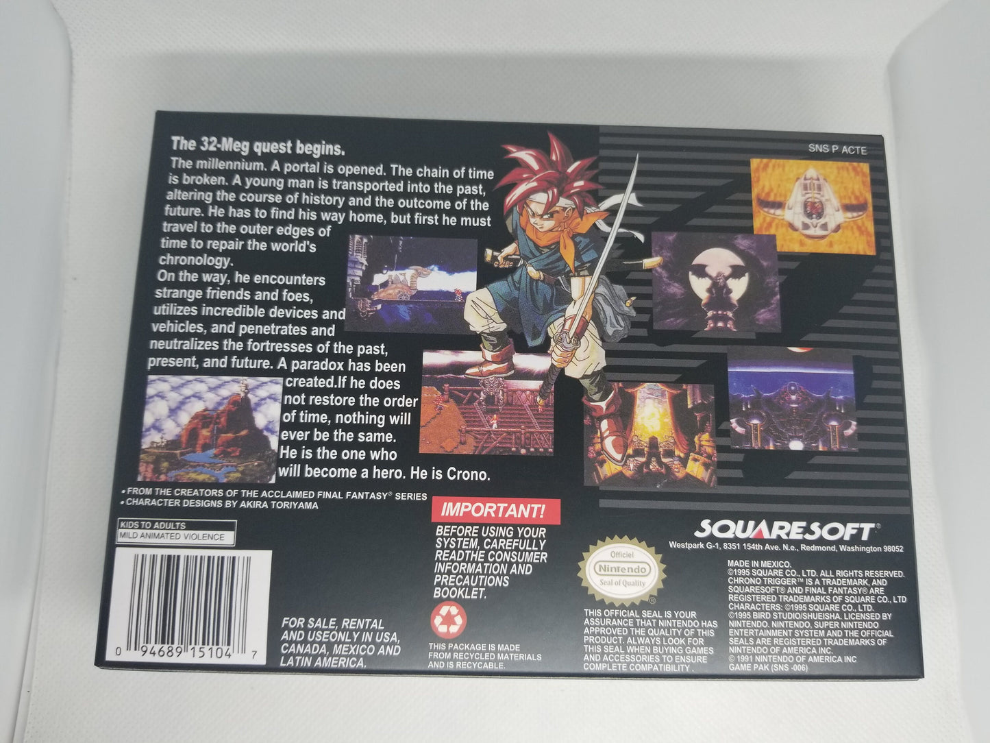 Chrono Trigger US Version Cart and Box Snes Tested and Working