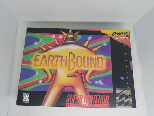 EarthBound US Version Cart and Box Snes Tested, Working, and Patched