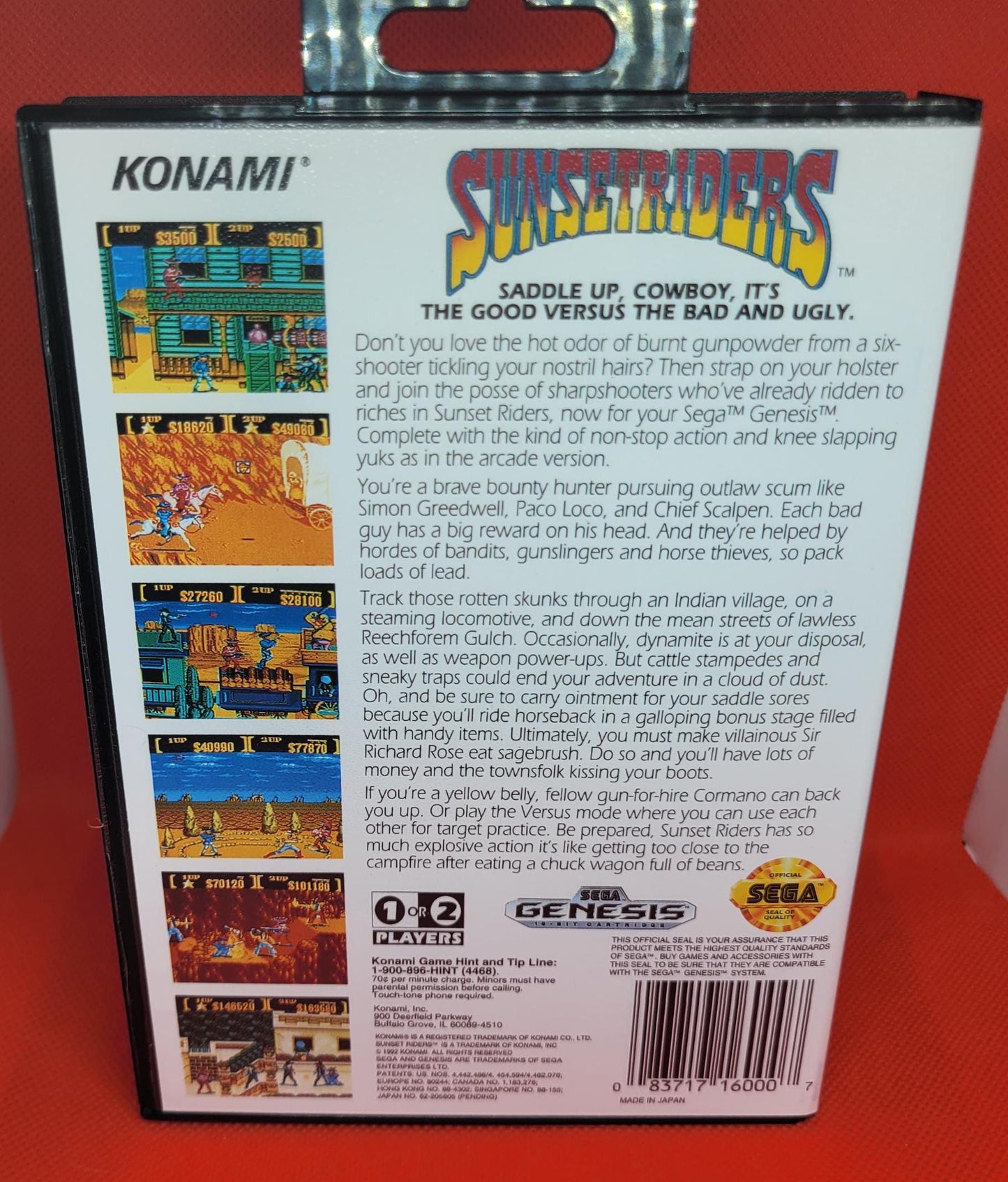 SunsetRiders Box and Manual Sega Genesis Tested and Working
