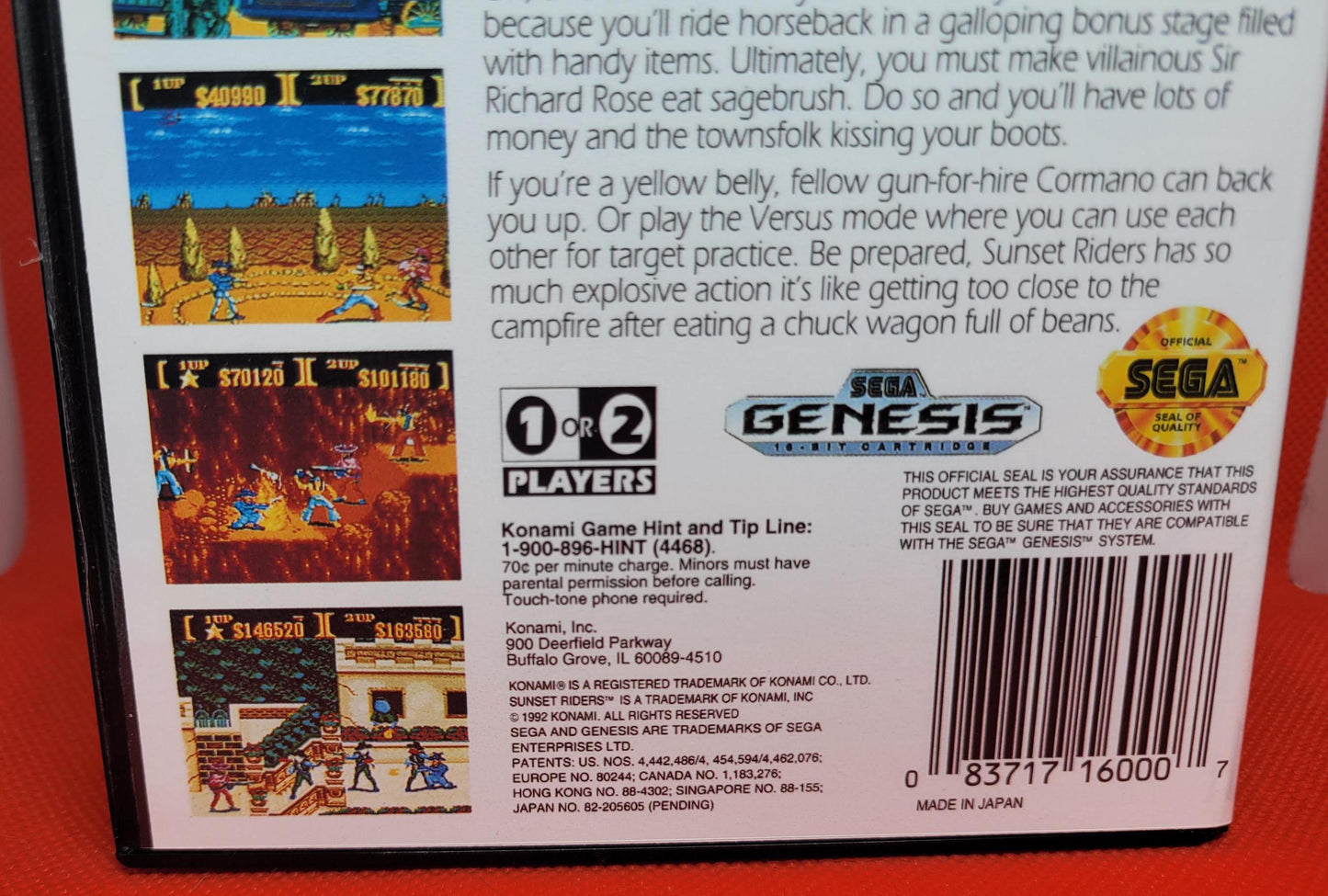 SunsetRiders Box and Manual Sega Genesis Tested and Working