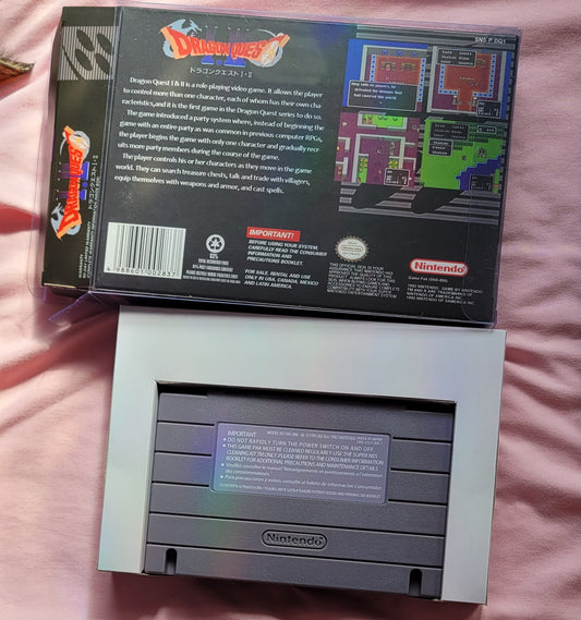 Dragon Quest 1 + 2 SNES Box and Cart NTSC