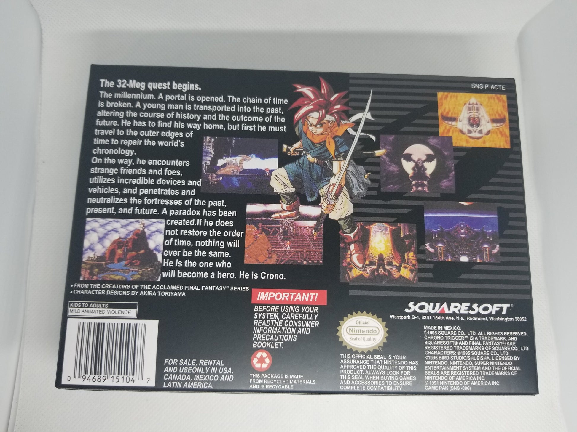 Chrono Trigger US Version Cart and Box Snes Tested and Working