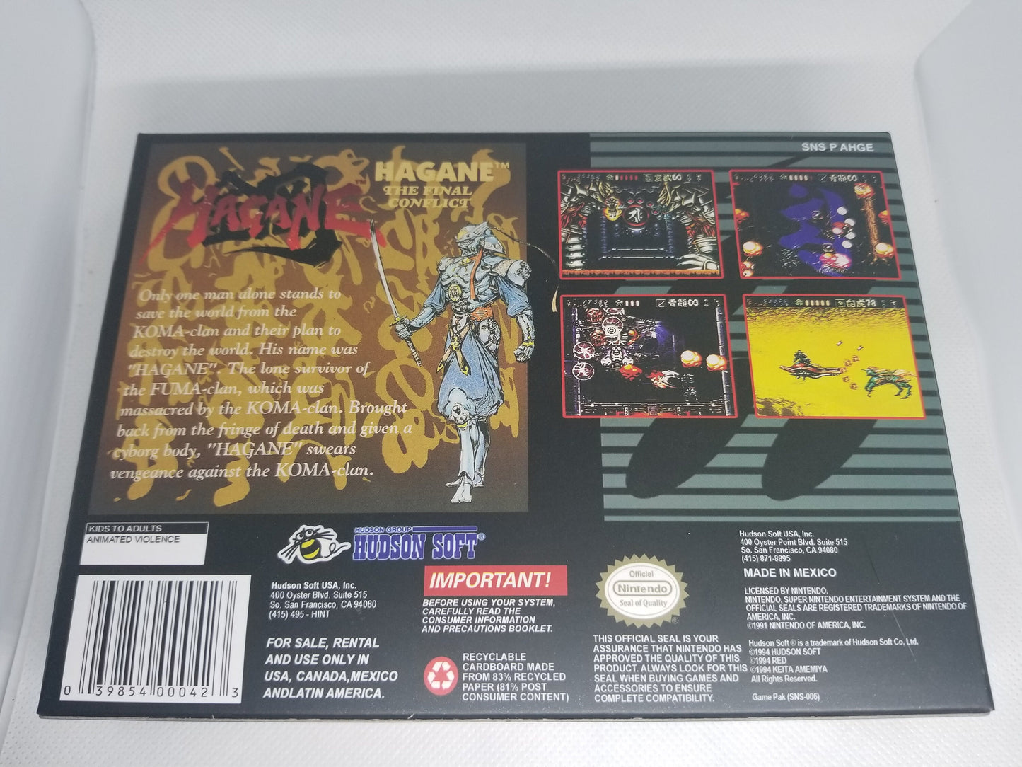 Hagane US Version Cart and Box Snes Tested and Working