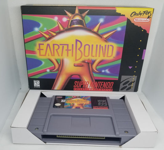 EarthBound US Version Cart and Box Snes Tested, Working, and Patched