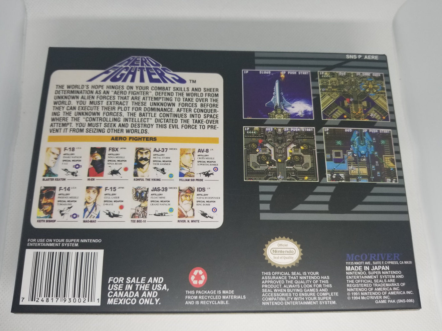 AeroFighters US Version Cart and Box Snes Tested and Working