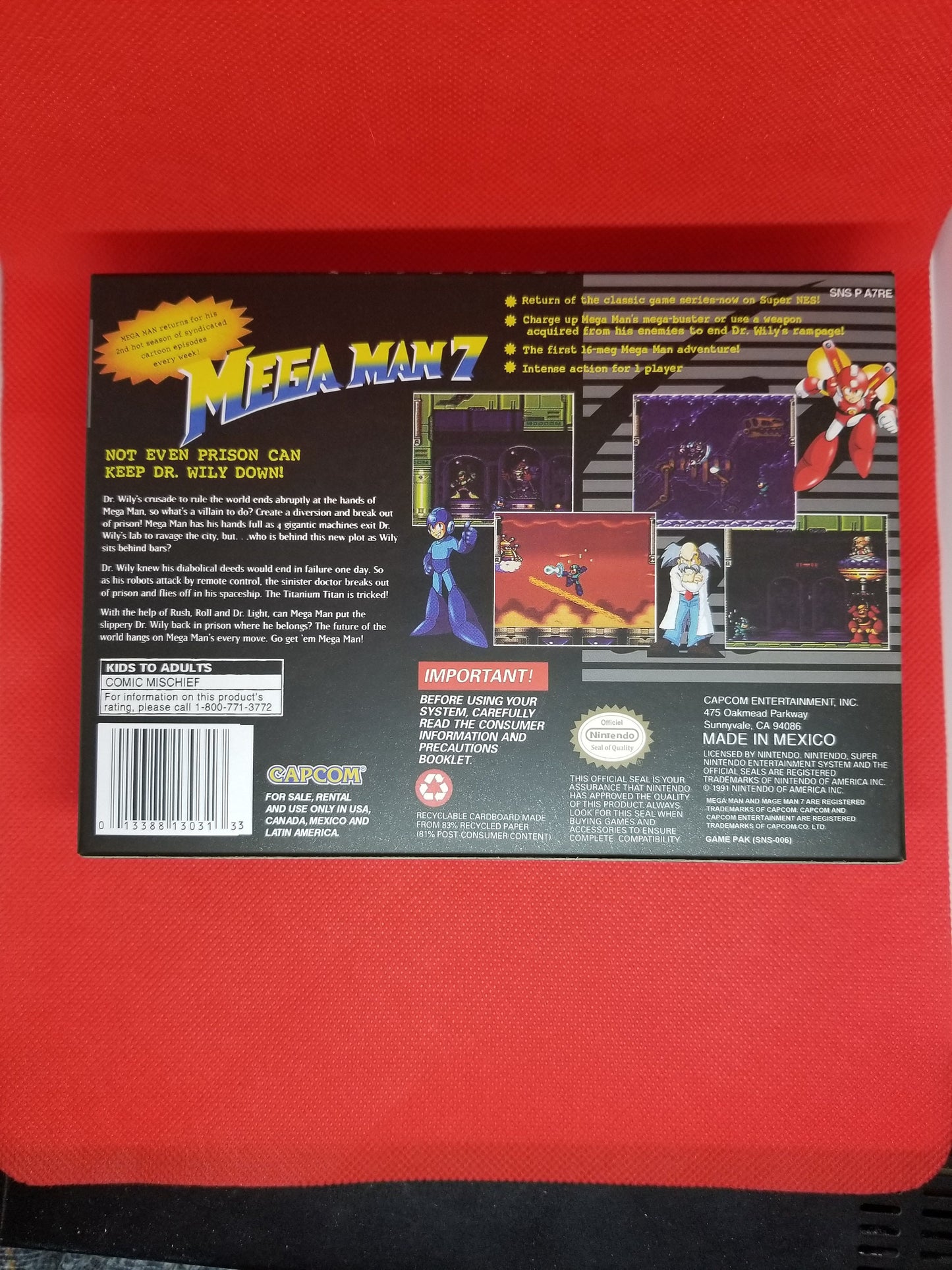 Mega Man 7 US Version Cart and Box Snes Tested and Working