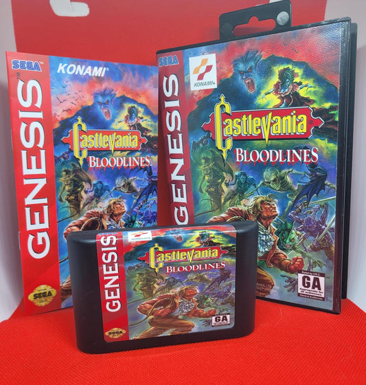 Castlevania Bloodlines Box, Cart, and Manual Sega Genesis Tested and Working