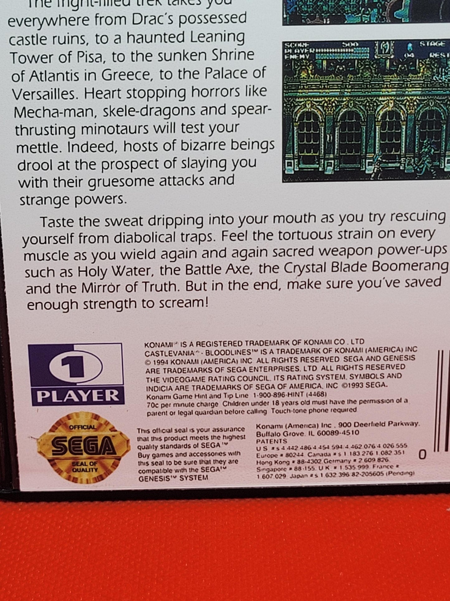 Castlevania Bloodlines Box, Cart, and Manual Sega Genesis Tested and Working