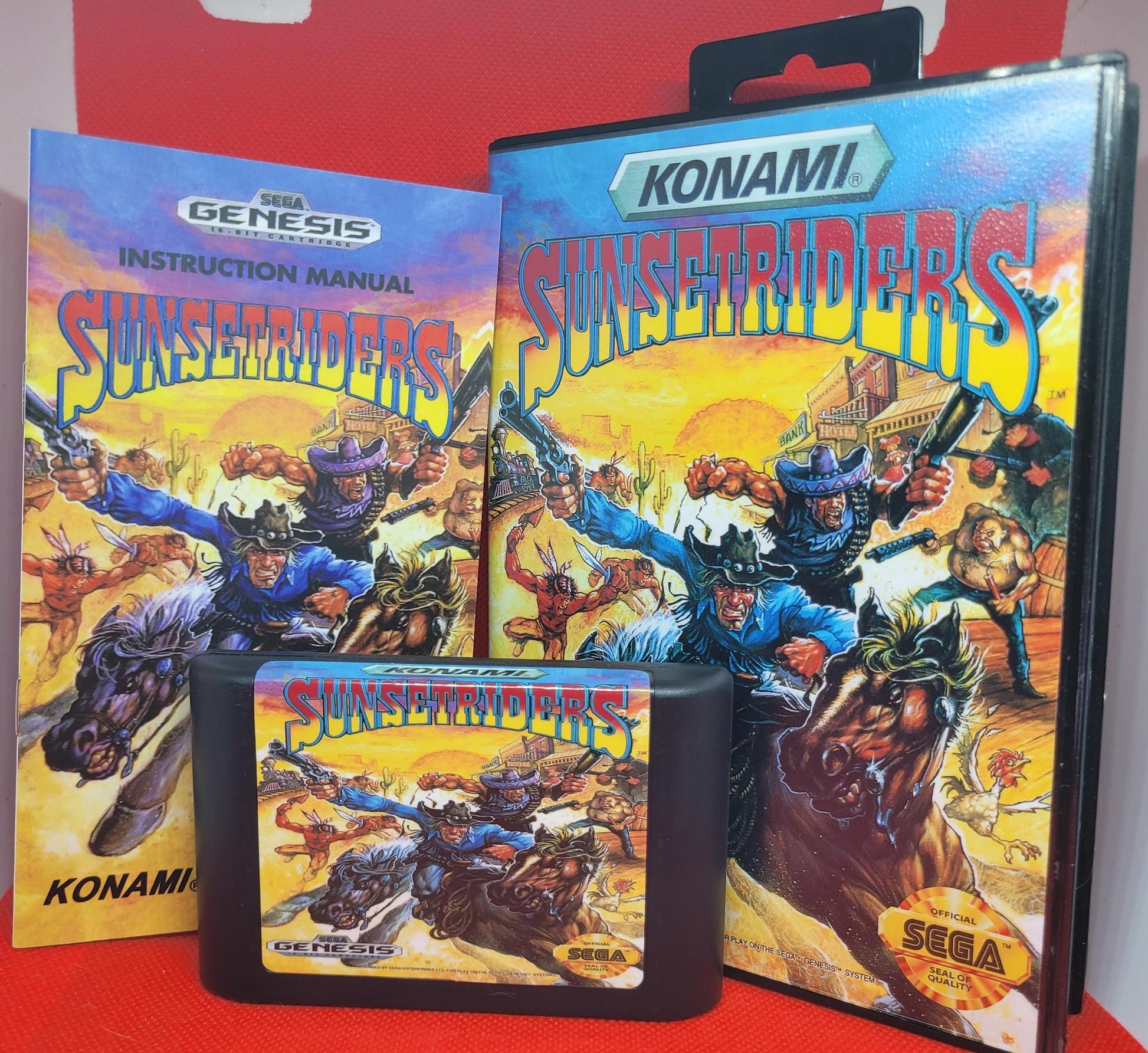 SunsetRiders Box and Manual Sega Genesis Tested and Working