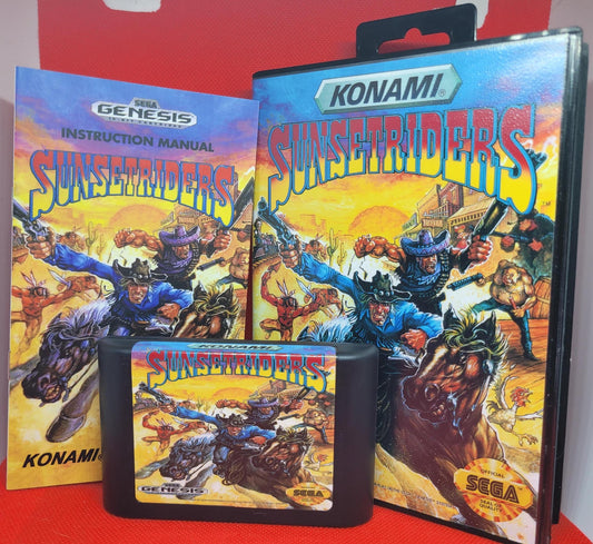 SunsetRiders Box and Manual Sega Genesis Tested and Working